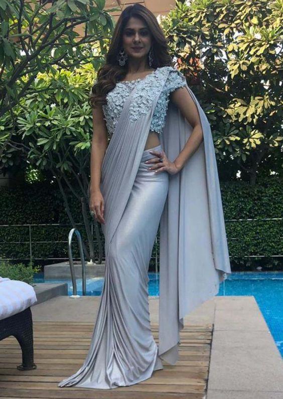 Silver Grey Saree Jennifer Winget Saree ...